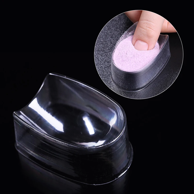 

10PCS/50PCS/100PCS Disposable Dipping Nail Powder Trays Clear Plastic Design Molding Tips Nail Art French Container