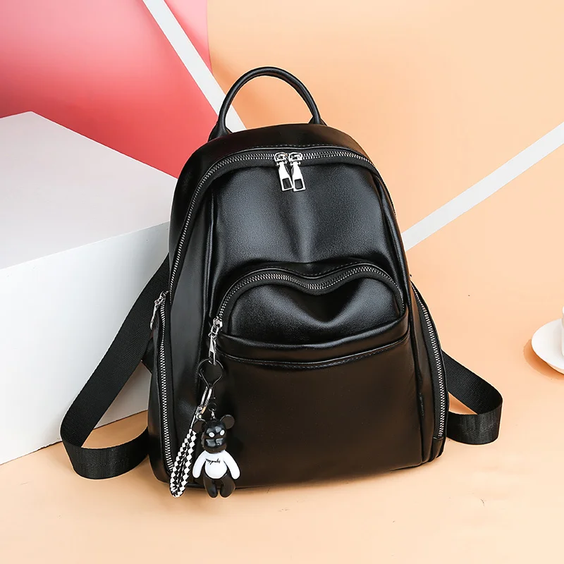 For Female Backpack Bag Usb Backpack Korean Style Student Solid Pink Retro Teenage Backpacks For Girls Sac A Dos Purse Plecak