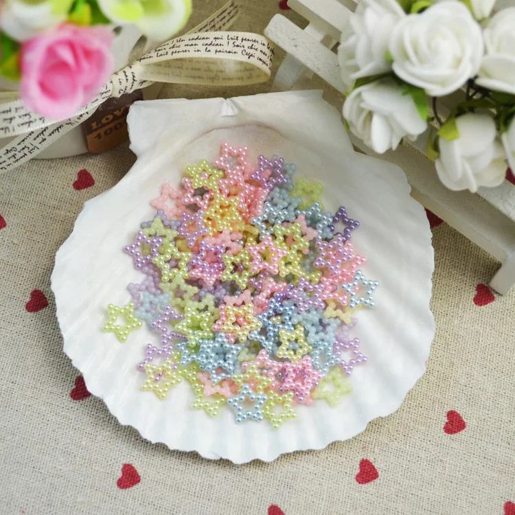 

2000pcs/lot hot sell flat back plastic ABS colorful five-pointed star 12mm Girls Hair Bow Center Making Boys Crafts DIY