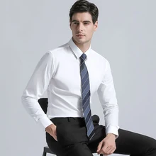 Мужские рубашки высокого качества из смесового хлопка, брендовые новые рубашки стандартной посадки, модные однотонные деловые костюмы с длинными рукавами, рубашки белого цвета