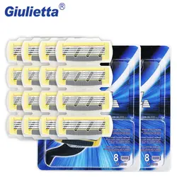 Giulietta 16 шт./лот лезвия для бритвы для Для мужчин новый 4-Слои лезвия сменные лезвия бритвы высокое качество лезвие из нержавеющей стали