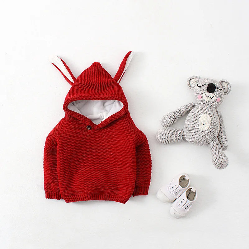 Осень г.; свитер для девочек; пуловер с кроликом; детский вязаный свитер с кроликом; Джемперы для маленьких девочек; зимняя одежда