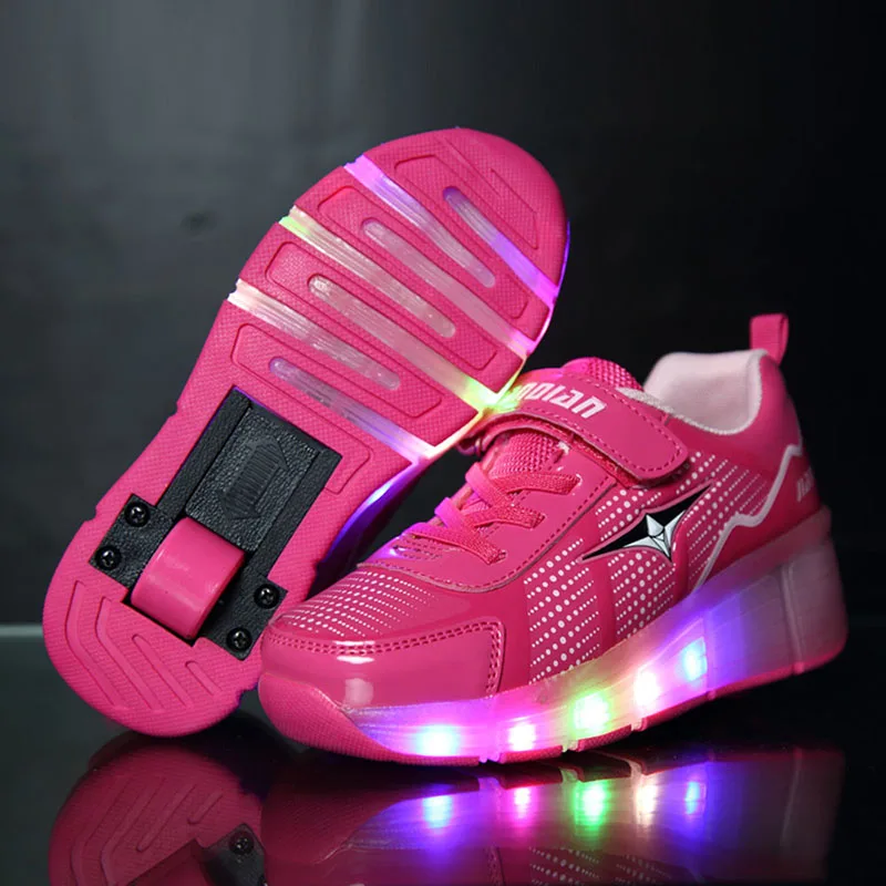 Детская обувь с колесами светодиодный светильник светящиеся кроссовки детские роликовые коньки обувь для девочек мальчиков светящиеся кроссовки