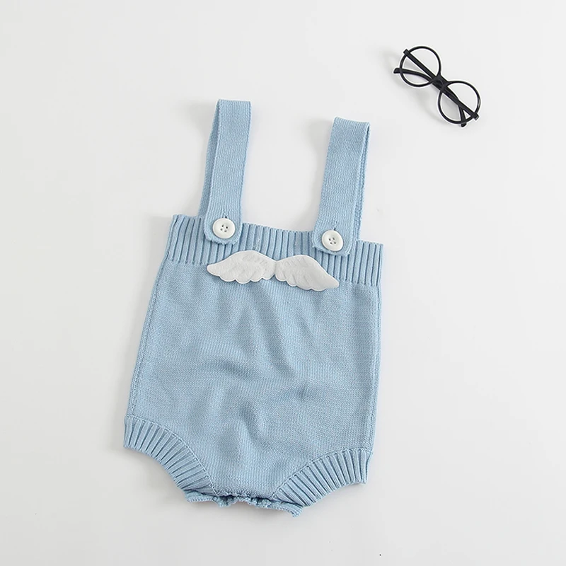 Skup Nowy 2019 śpioszki dla niemowląt miękkie ubranka dla niemowląt śliczne anioł skrzydła dziewczyny chłopcy kombinezony dla dzieci z dzianiny pajacyki noworodka Baby Boy ubrania