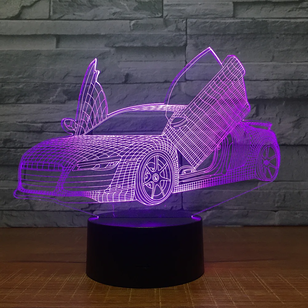 LED Спортивный Автомобиль Моделирование 3D 7 цветов сенсорный ночник креативный