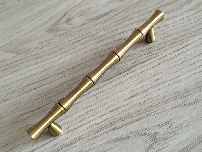 128mm Vintage Furniture Door Handles Antique Brass Bamboo Shape aeProduct. - 128mm Vintage Furniture Door Handles Antique Brass Bamboo Shape