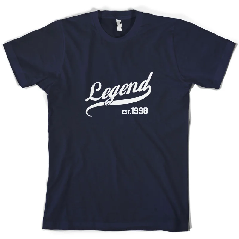 Legend Est 1998 Мужская футболка 10 цветов подарок на 20 й день рождения Подарочная с