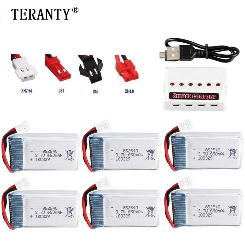

650mah 3.7v Li-Po Battery + Charger Units For Syma X5c X5c-1 X5 H5c RC Quadcopter Spare Parts 852540 Drone Rechargeable battery