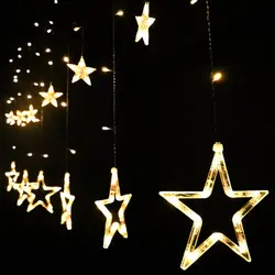 Рождество огни 220 В EU/us plug 2 м 168 светодиоды Романтический Фея Звезда привела Шторы Строка Света Свадьба гирлянда партия украшения