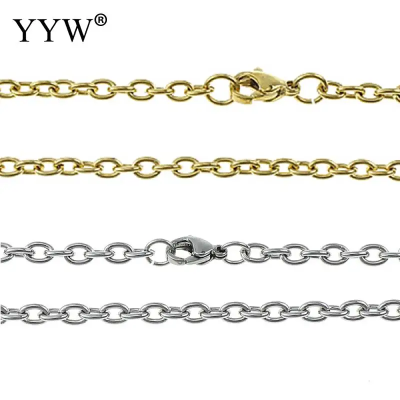 

YYW Wholesale Vintage Style Gold-color 316L Stainless Steel Oval Link Chain Necklaces Women Men Punk Jewelry Choker Necklace