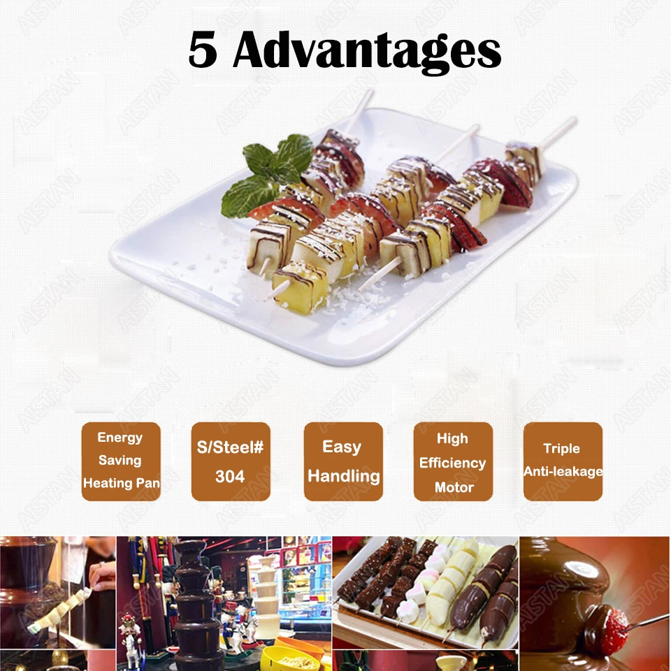 DH296 Electrical Chocolate Fountain Chocolate Melt Fondue waterfall Machine 4/5/6/7 Layers Hotel and Buffet Equipment
