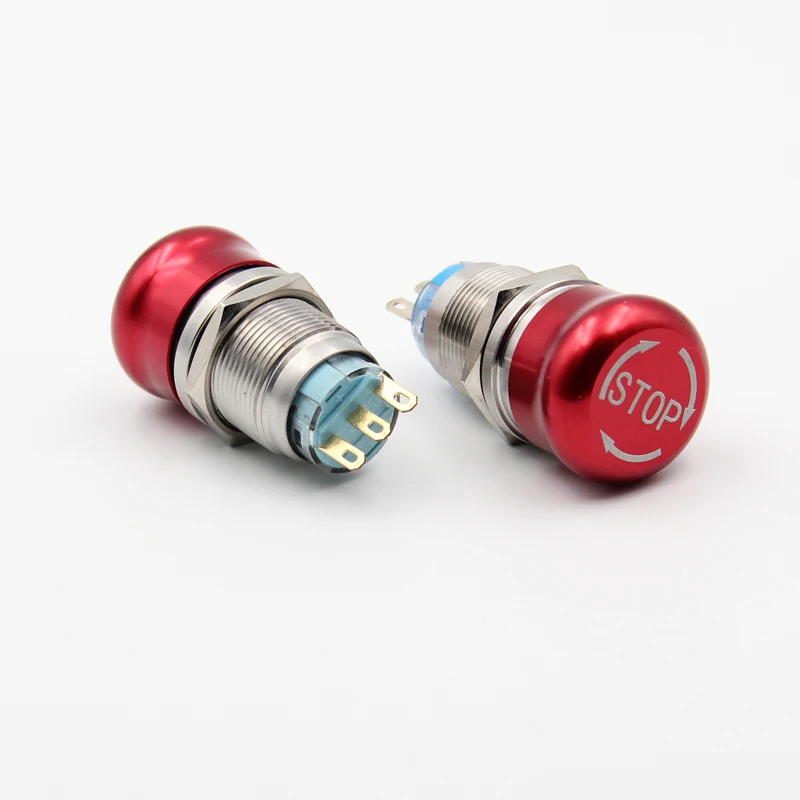 1PCS YT1075B 19mm Metal Manual Scram Switch Emergency Stop Switch