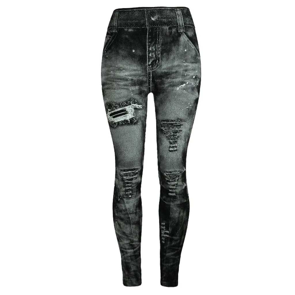 Женские джинсовые леггинсы с высокой талией, уличная одежда, обтягивающие штаны-карандаш камуфляжные с принтом, сексуальные джинсовые