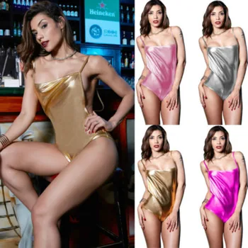 

2019 Sexy Women Sleeveless Bodysuit Vest Bodycon Triangle Solid Romper Tops Sleepwear For Adults