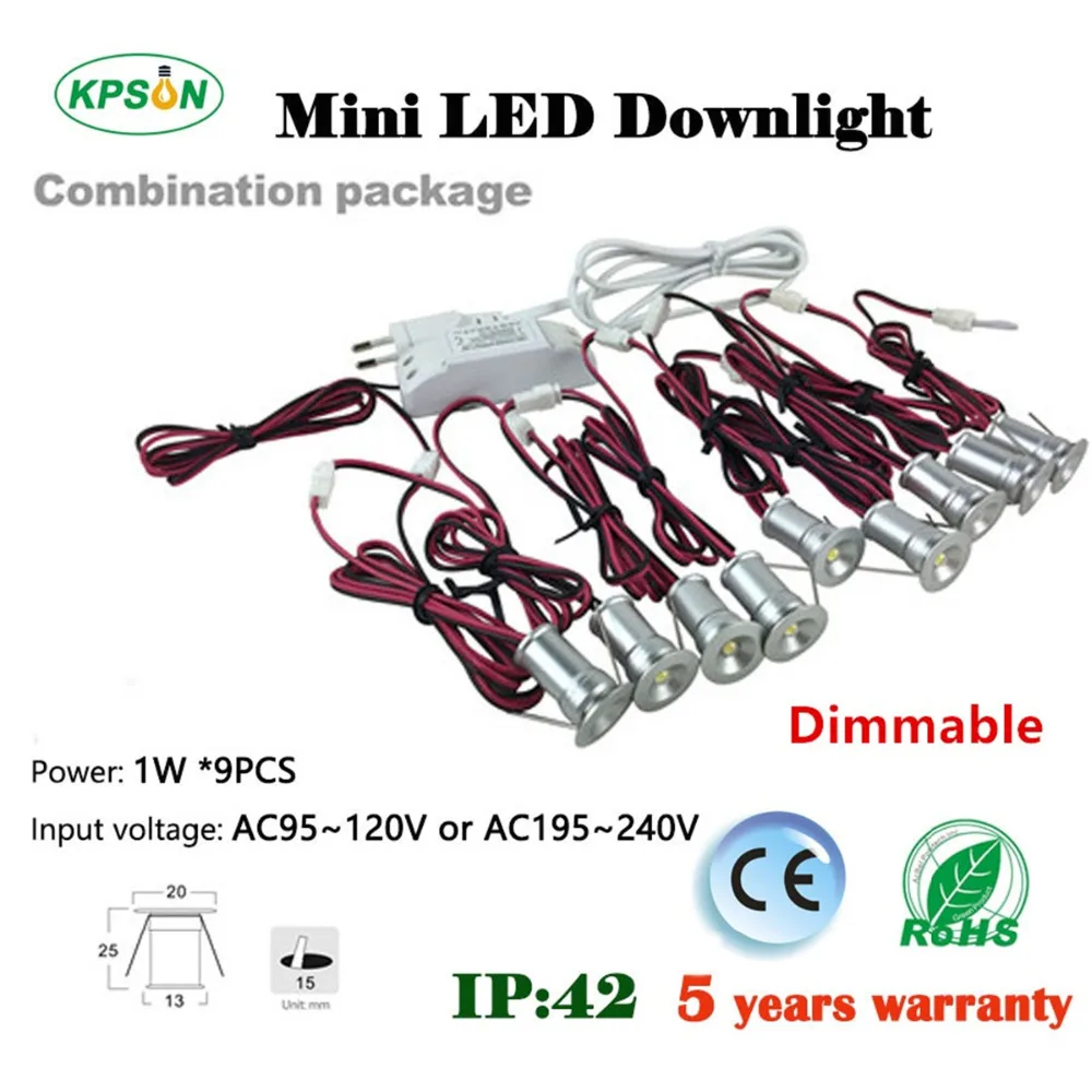 Best 1W Mini Led Ceiling Downlight 15mm Cutout Recessed Spotlight 120D AC85 277V Dimming Driver Indoor Decoration Lighting 9pcs set