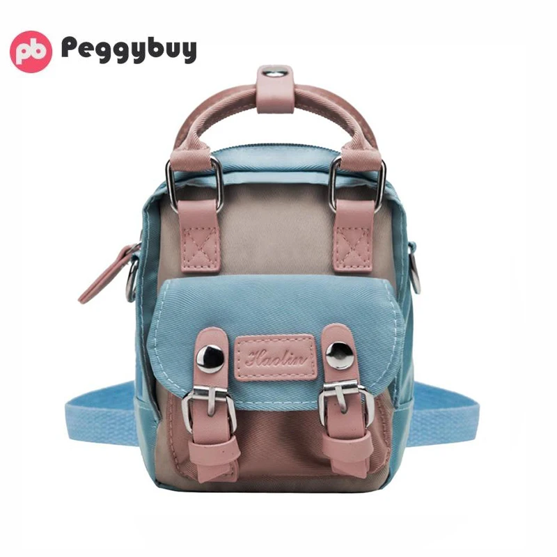 

Solid Color Hasp Backpacks Women Mini Backbag Canvas Crossbody Knapsack Mini Hasp Backpack Women Lady Shoulders Small Backpack