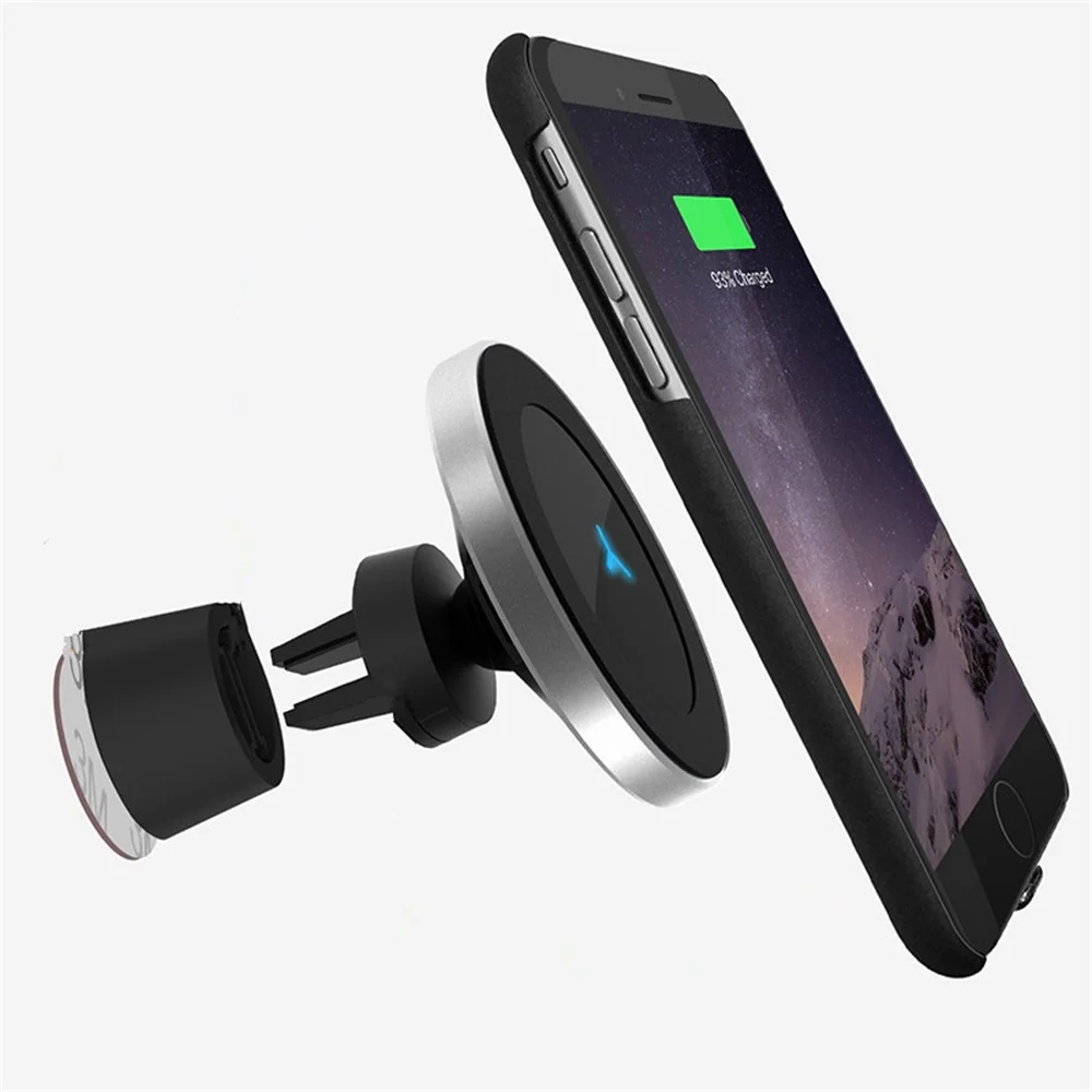 W5 QI Dashboard Car Mount Air Vent Magnetic Wireless Charger For iPhone XS Max X 8 Car Holder Charger for Samsung Note 9 S9 S8