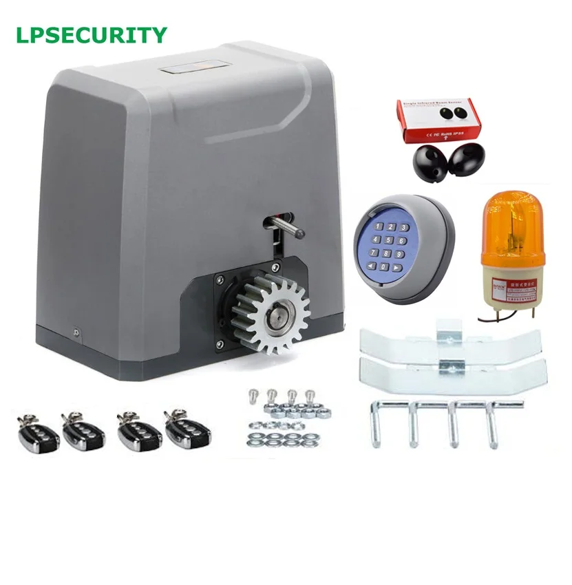 

LPSECURITY 1000KG portal acces system sliding gate operator industrial door automation with 4 remotes y photocells