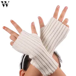 Потрясающие 2015 новые модные зимние перчатки женские теплые вязаные перчатки без пальцев