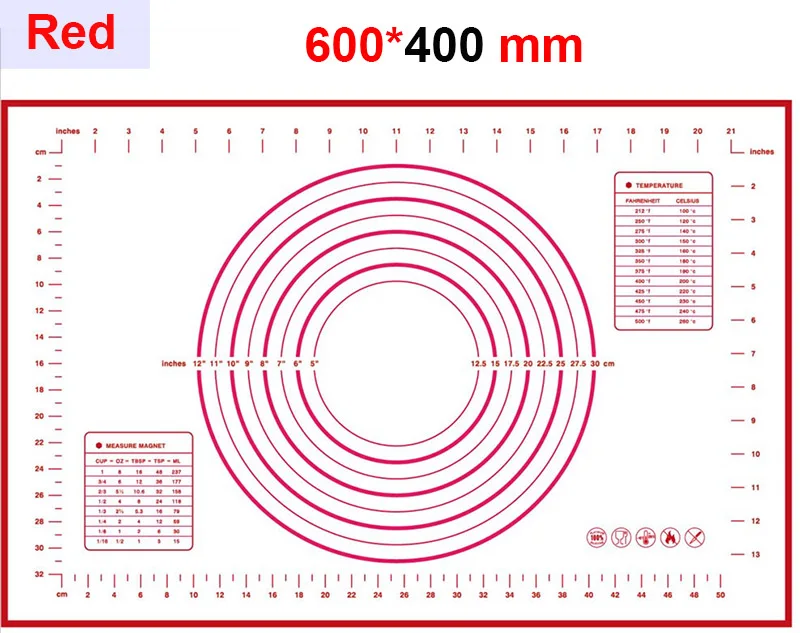 UPORS нескользящий кондитерский коврик с измерением большого размера силиконовый коврик для выпечки для печи прокатки для теста и помадки коврики для пирога коврик для пиццы - Цвет: R40