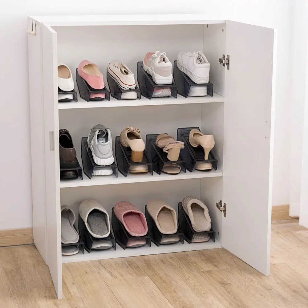 

2Pcs Creative Transparent Display Rack Shoes Organizer Space-Saving Plastic Rack Storage Holder Antiskid Home Decor
