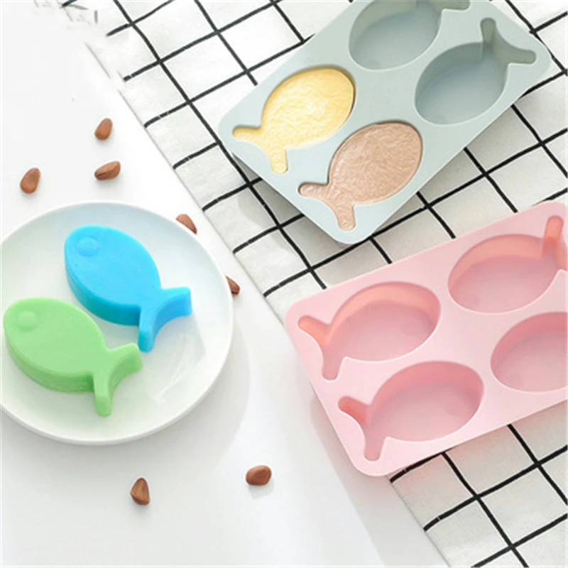 

Cake Baking 4 Cute Small Fish Handmade Soap Chocolate Silicone Mold Parent-child Interactive Multifunctional Kitchen Supplies