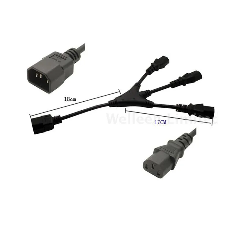 

1 pcs IEC 320 C14 Male Plug to 3XC13 Female Y Type Splitter Power Cord 10A, 250V,C14 to 3 x C13 Power Adapter Cable,32cm