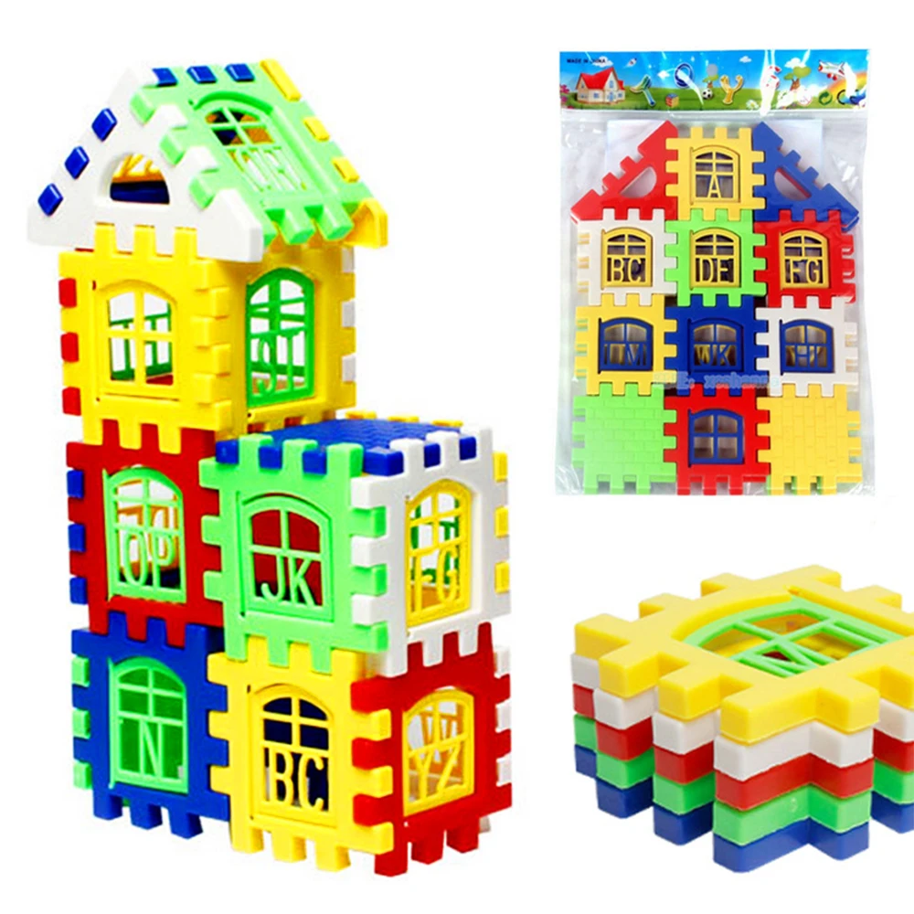 24 PCS set Plastic Small Pieces Kids Learning Blocks for 3 Year Old DIY Shapes Building
