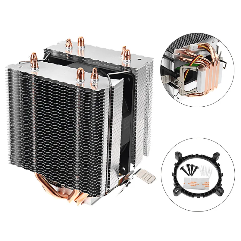 Baratos 3 Pin 4 Pin CPU Cooler Fans 4 radiador Heatpipe disipador silencioso ventilador para Intel LGA 775 1150 1156 para AMD AM2