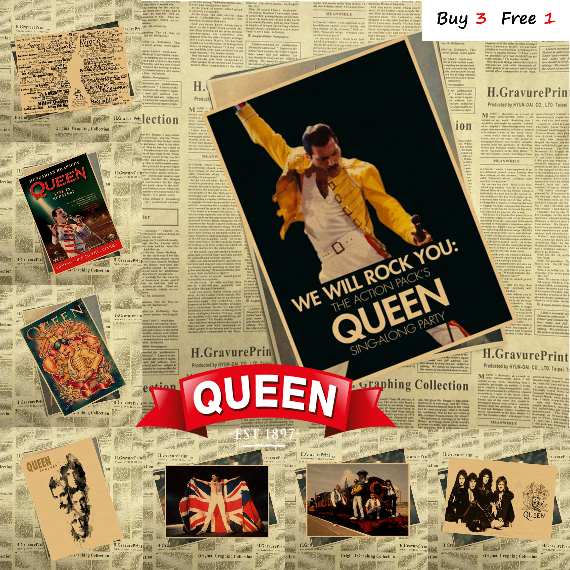 Ретро-Ретро плакат Queen крафт-бумага бумажный бар кафе домашний декор картина