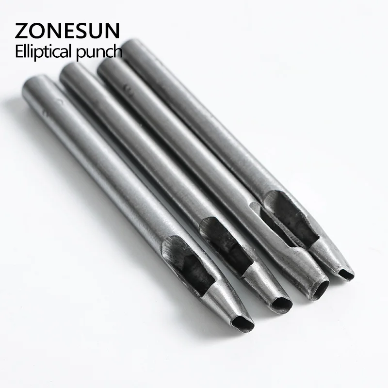 ZONESUN 4 шт./компл. Сделай Сам эллипс инструмент для пробивки отверстий кожа ремешок