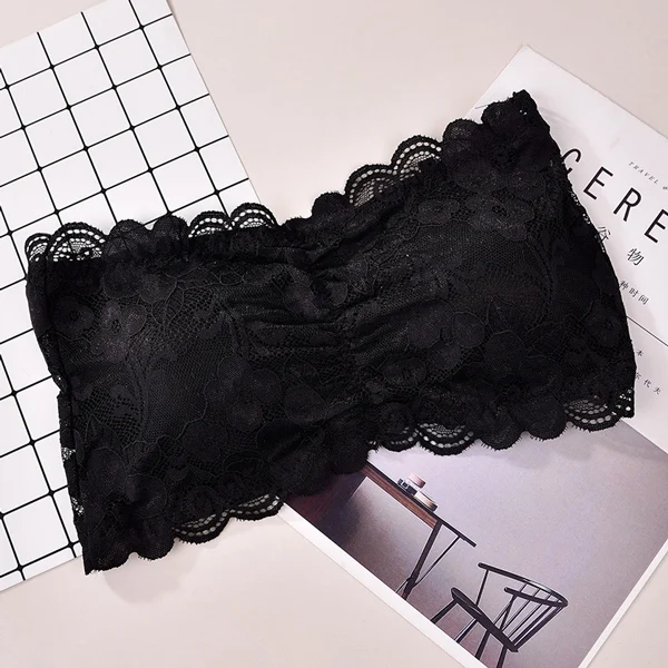 Tube Top Black Для женщин сексуальное женское белье корсет кружево Цветочные Bralette бюстгальтер ультратонкие майки-ками кружевное бел - Цвет: Tube Top Black