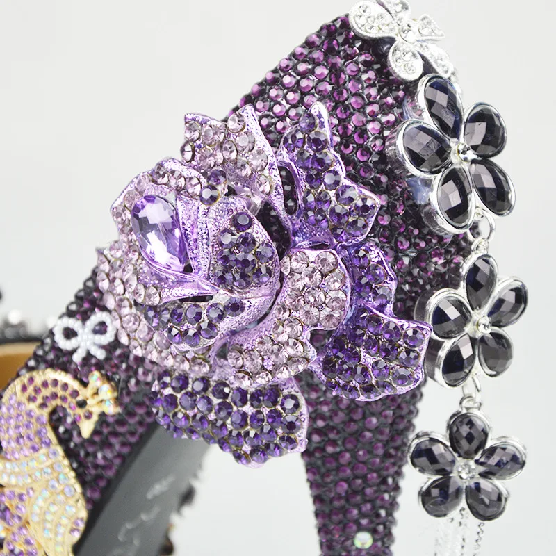 Sposa Tacchi Viola Delle Fiori Data Da Lusso Di Alta Nozze Scarpe Donna Donne Phoenix Notte A0qf86w