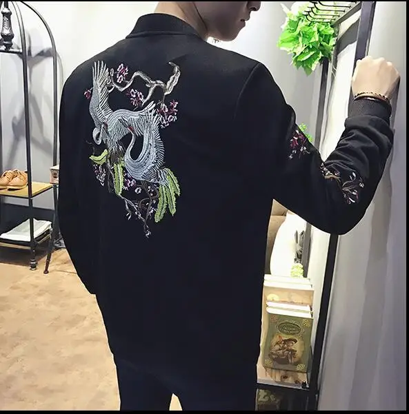 

Spring chinese style embroidery jacket plus size outerwear male baseball uniform thin embroidered clothes vintage men's clothing