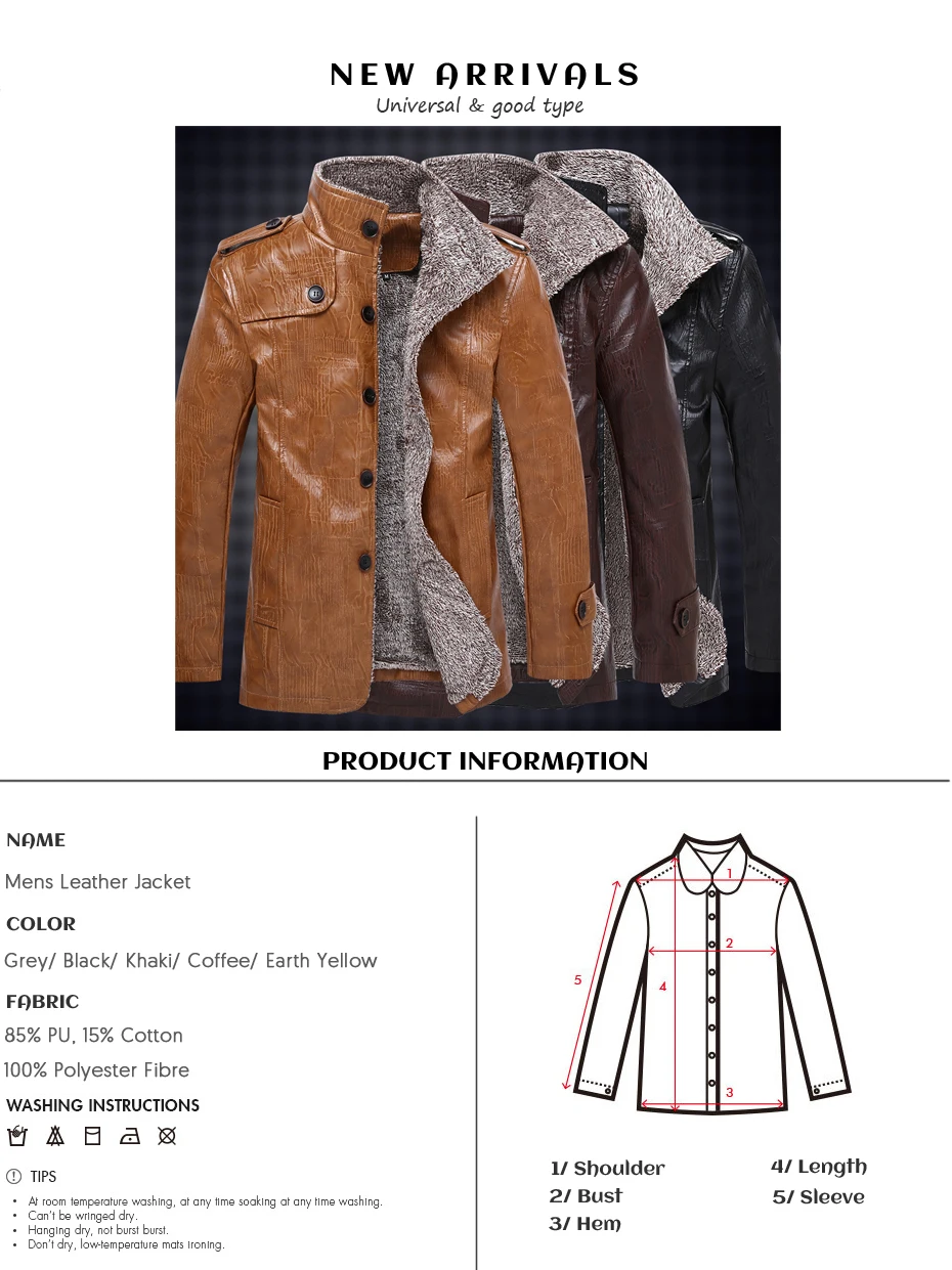 pu leather jacket men