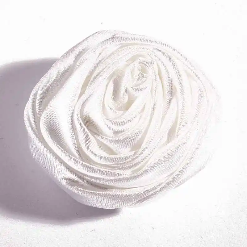 R 10pcs/lot 5cm 20colors Hair Clips Handmade Rolled Soft Satin Rose Flowers Artifcial Solid DIY Fabric Flowers For DIY Headband - Цвет: R