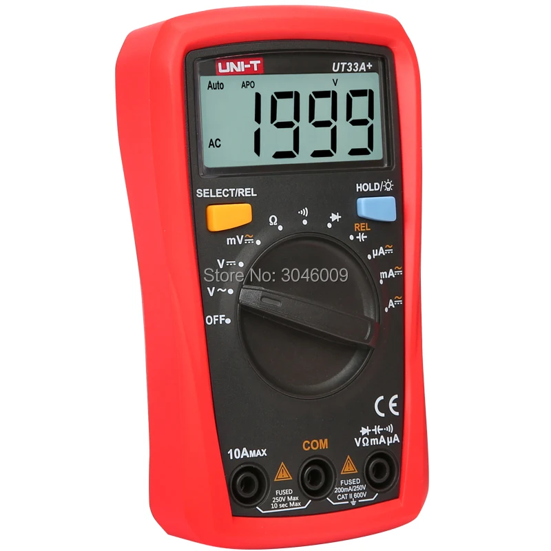 UNI-T UT33A+ Карманный мультиметр, 1999 дисплей Цифровой мультиметр резистор/конденсатор/диод тест подсветка автоматическое выключение
