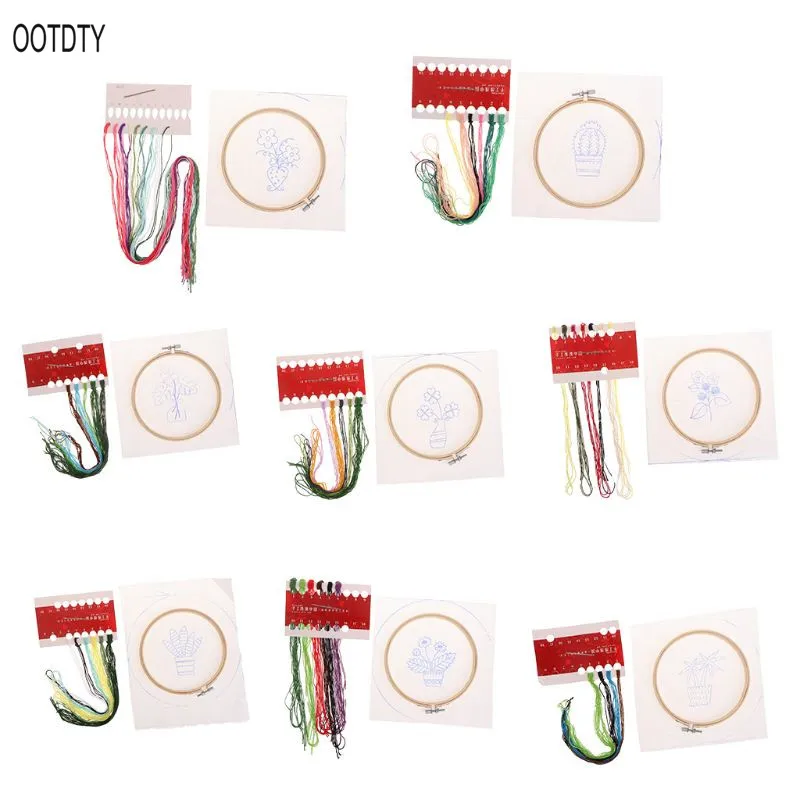 

DIY Manual Production 3D Flower Plants Cloth Creative Embroidery Needlework Cross Stitch With Frame Set For Beginners