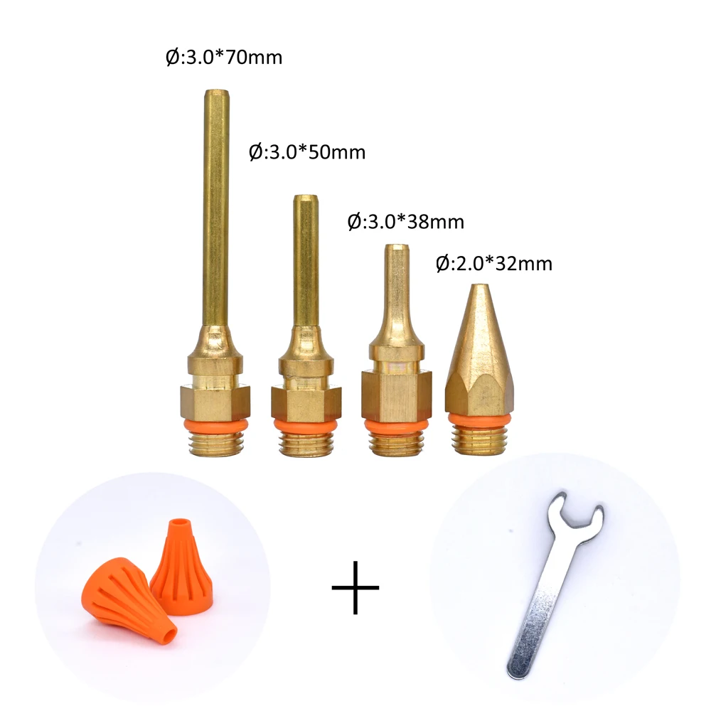 Hot Melt Glue Gun Long Nozzle Large Diameter Small-bore 1.0x36mm 1.5x55mm 1.5x70mm High Quality Steel Material with Wrench 3Pcs - Color: CPS-4