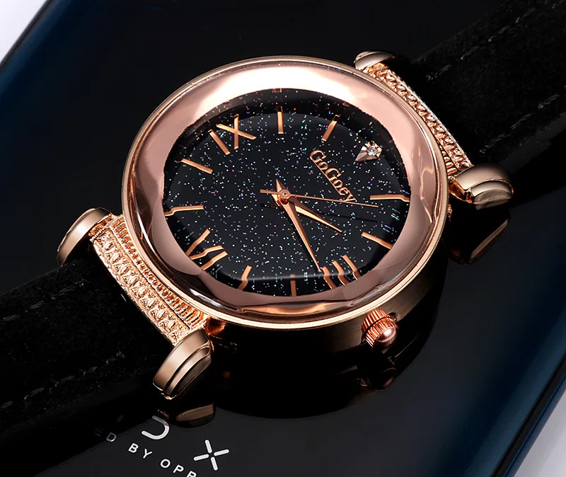 Новая мода Gogoey бренд розовое золото кожа женские наручные часы повседневные платья кварцевые наручные часы 100 шт./лот