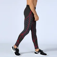 Для мужчин пот Штаны компрессионные колготки с принтом Эластичные Леггинсы Бег Трусцой Фитнес Обучение Спортивная дорожки тренажерный зал Штаны брюки