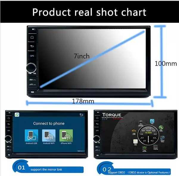 Flash Deal 7" 2Din 1024*600 Android 7.1 Car Tap PC Tablet 2 din Universal For Toota GPS Navigation BT Radio Stereo Audio Player(No DVD) 5