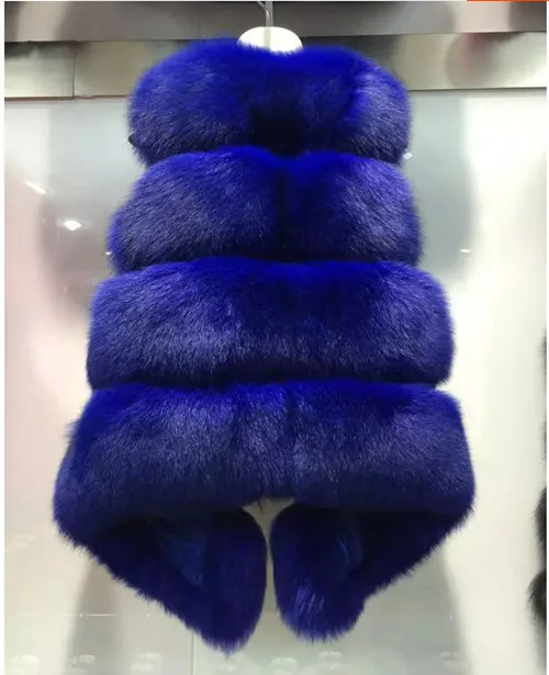 Жилет из натурального меха женская зимняя модная жилетка женские жилеты из натурального Лисьего меха наивысшего качества женская одежда жилет уличная - Цвет: Blue