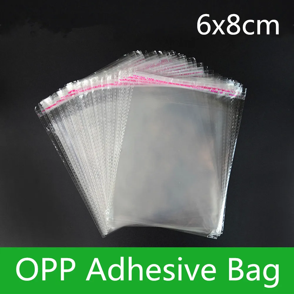 1000pcs 6*8cm Small Clear Self Adhesive OPP/Poly Bags Transparent OPP