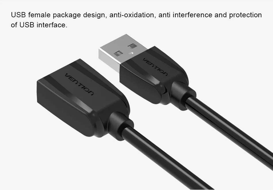 Vention USB 2,0 Удлинительный кабель «Папа-мама» USB кабель Удлинительный USB кабель 1 м 1,5 м 2 м 3 м удлинитель шнура для ПК ноутбука HD