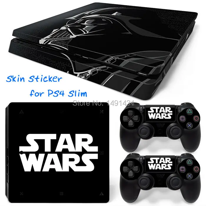 Oststicker черный винил Наклейки для Sony PlayStation 4 Slim консоли и 2 контроллера кожи Наклейки для PS4 тонкий Наклейки