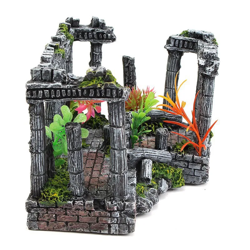 Artificial World Of Fish Tank Ancient Roman Column Ruins European Castle Ornament For Aquarium Decorations Reptile Box Landscape7