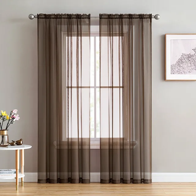 Rose Red Solid White Tulle Curtains For Living Room Purple Kitchen Modern Window Treatments Green Voile Curtain Drape 184&30