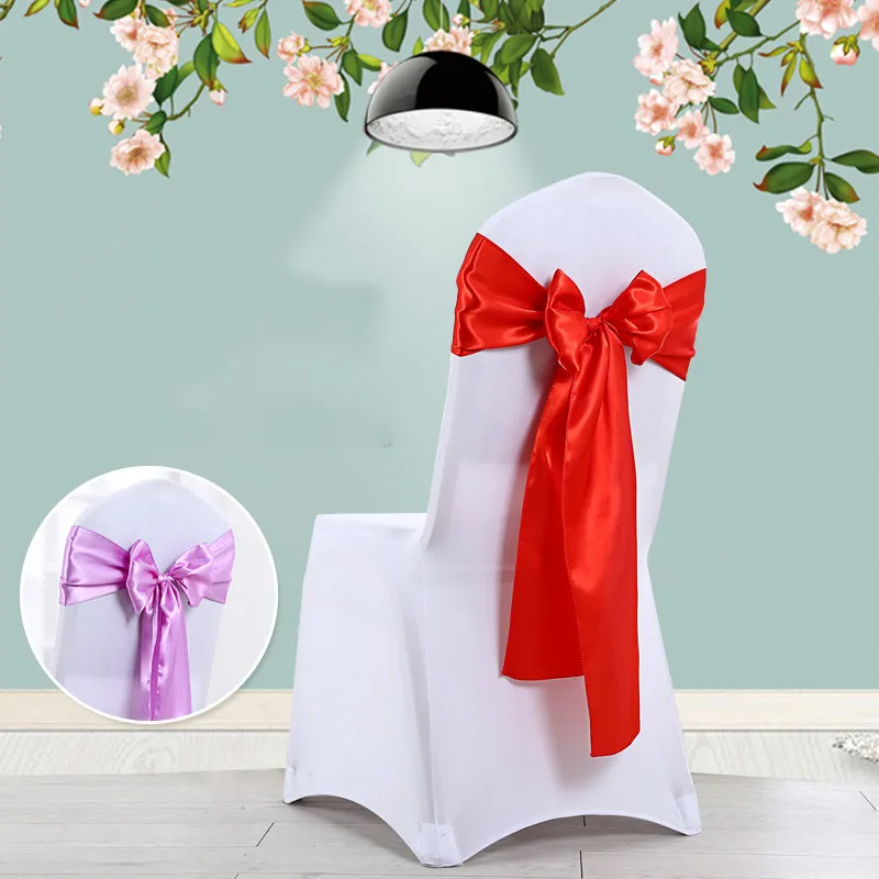 New Candy Colorful Satin Ribbon Chair Seat Back Cover Sash Bow Tie