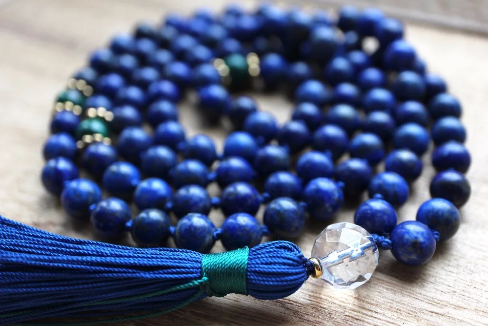 

On Sale Hand Knotted Lapis Lazuli Mala Beads 108 Mala Necklace Meditation Jewelry Prayer Necklace Yoga Jewelry Tassel Necklaces